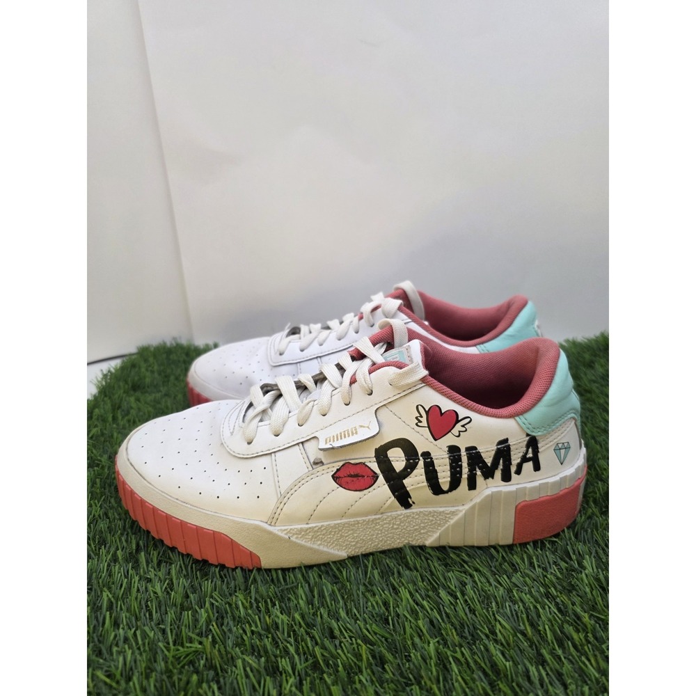Puma Cali‎ Dream Heart Womens Sneakers White Pink Mint Casual Shoes Sz 7